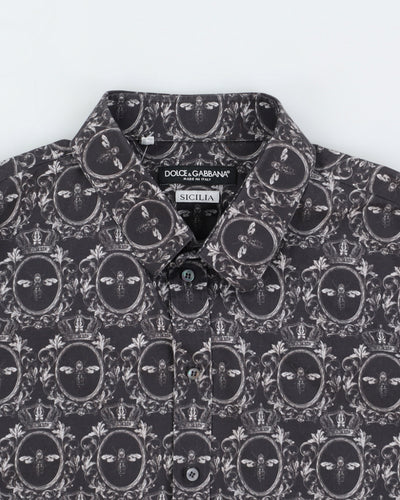 Dolce & Gabbana Grey Printed Dress Shirt - L
