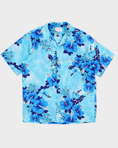 Vintage 90s Nalii Blue Hawaiian Shirt - L