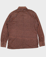 Vintage 70s Van Heusen Navy &amp; Orange Printed Shirt - L
