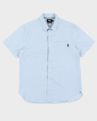 Stussy Blue Cotton + Linen Shirt - L