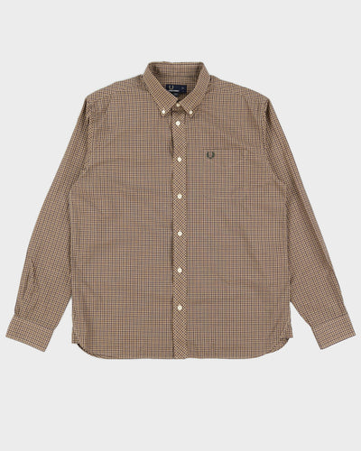 Fred Perry Brown Plaid Dress Shirt - L