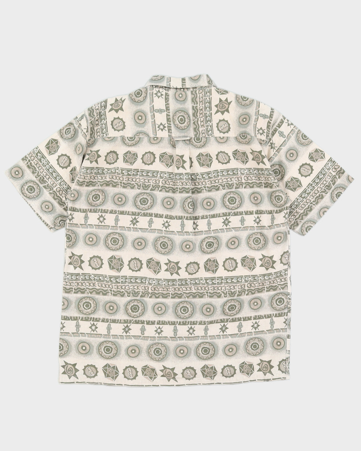 Vintage 90s Ever Blue Beige Aztec Print Shirt - L
