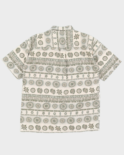 Vintage 90s Ever Blue Beige Aztec Print Shirt - L