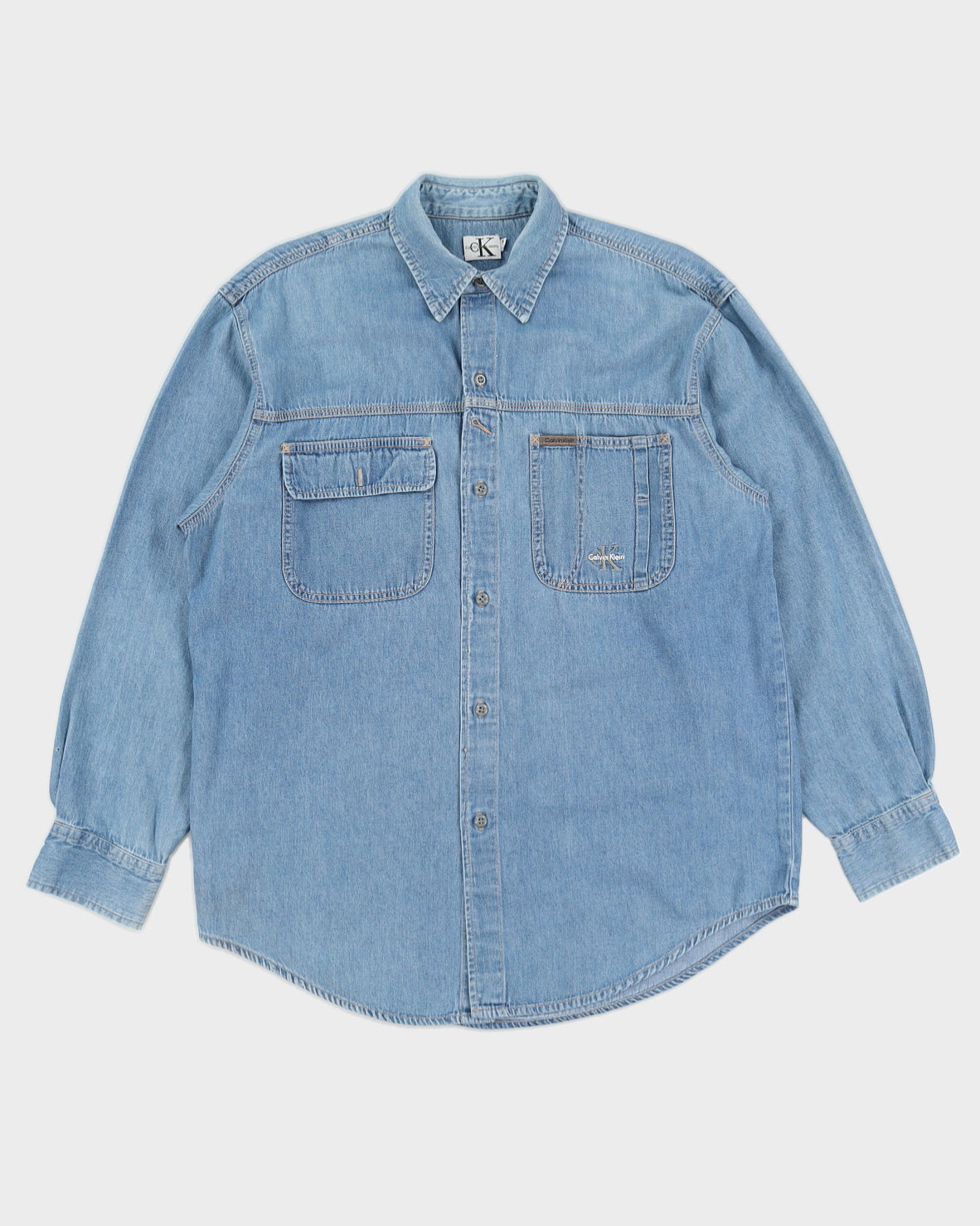 Vintage 90s Calvin Klein Denim Long Sleeved Shirt - L