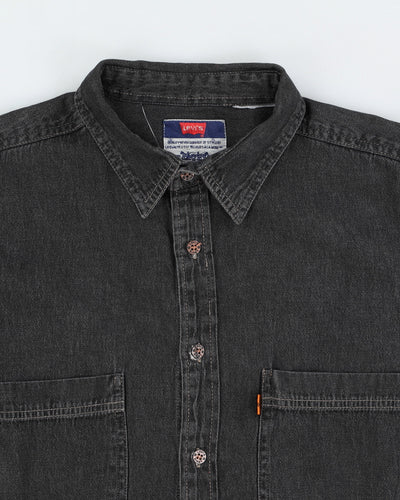Vintage 90s Levi's Orange Tab Black Denim Long Sleeved Shirt - L