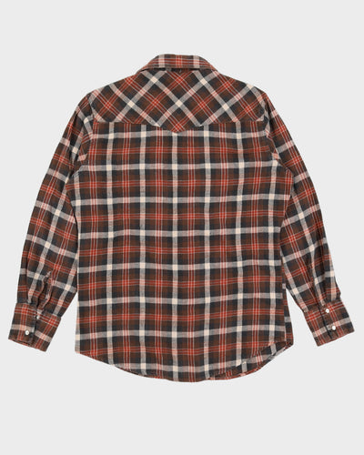 Wrangler Brown Checked Flannel Long Sleeved Shirt - M