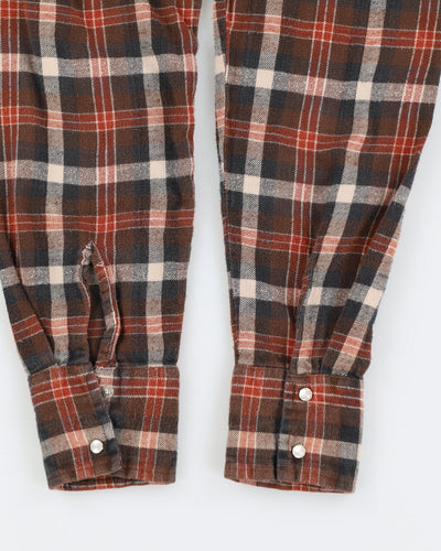 Wrangler Brown Checked Flannel Long Sleeved Shirt - M