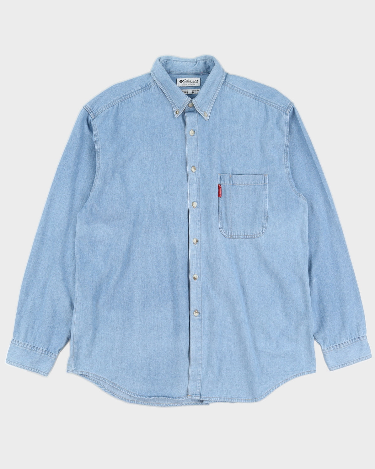 Vintage 90s Columbia Blue Denim Long Sleeved Shirt - XL
