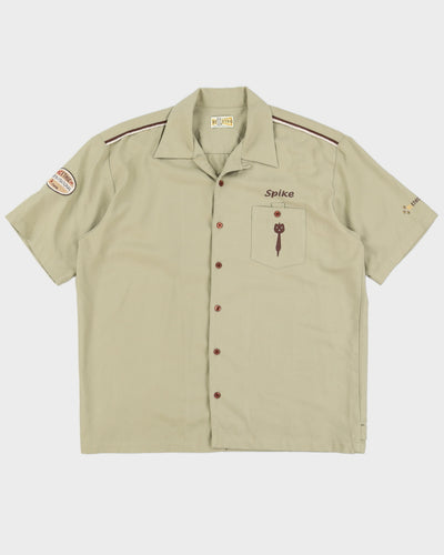 Y2K 00s BC Ethic Bulls Eye Tavern Khaki Shirt - XL