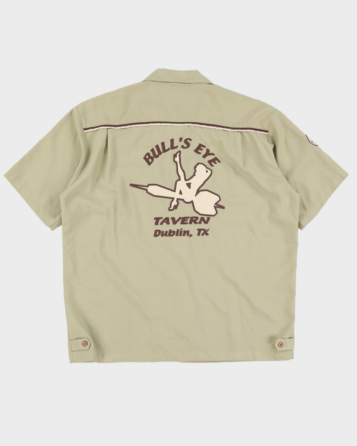 Y2K 00s BC Ethic Bulls Eye Tavern Khaki Shirt - XL