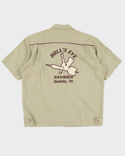 Y2K 00s BC Ethic Bulls Eye Tavern Khaki Shirt - XL