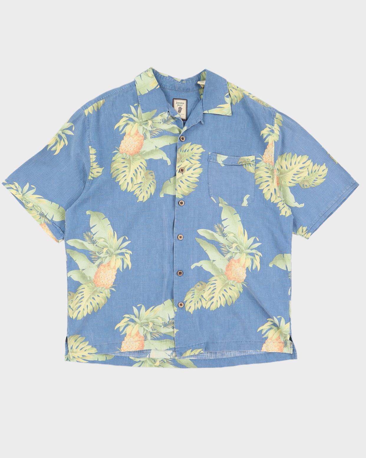 Jamaica Jaxx Blue Silk Hawaiian Shirt - L