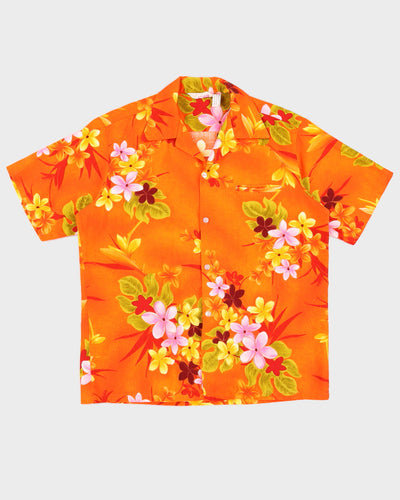 Vintage 80s Sears Orange Hawaiian Shirt - XL