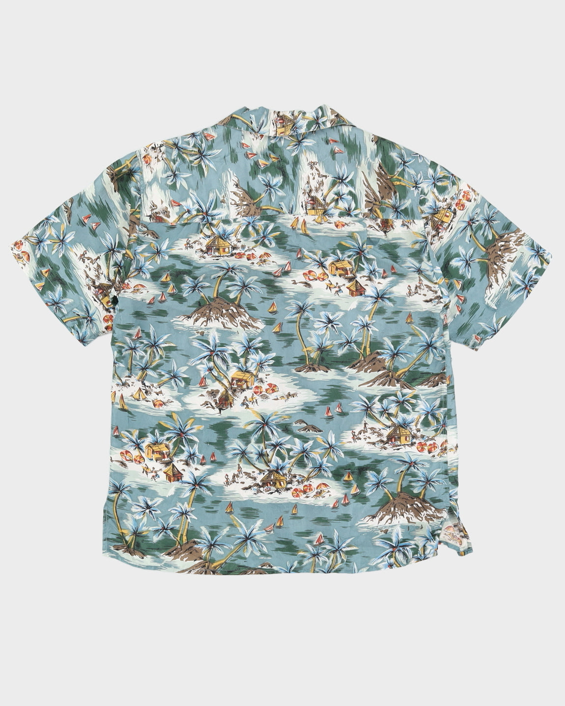Vintage 90s Summa Silk Green Hawaiian Shirt - L