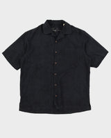 Tommy Bahama Black Hawaiian Short Sleeved Shirt With Embroidery On The Back - L
