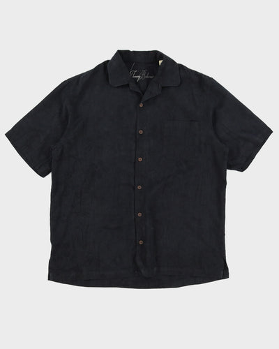 Tommy Bahama Black Hawaiian Short Sleeved Shirt With Embroidery On The Back - L