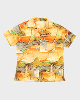 Vintage 1980s Orange Patterned Hawaiian Shirt - L