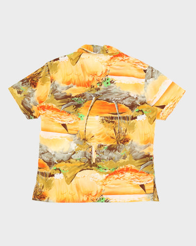 Vintage 1980s Orange Patterned Hawaiian Shirt - L