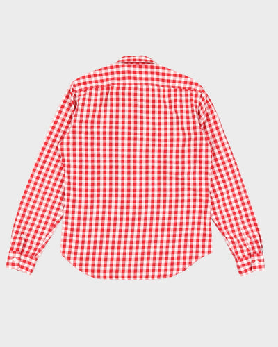 Red and White Check Burberry Shirt - L