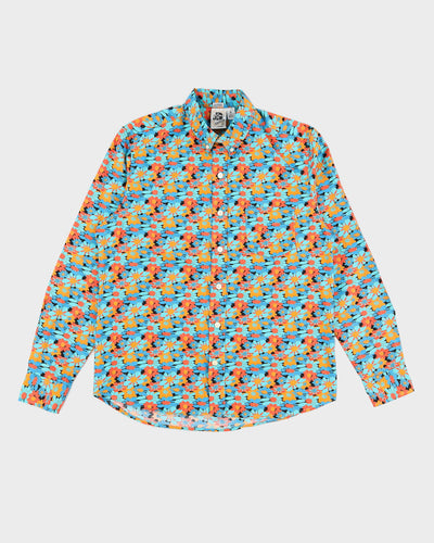 Bright Floral Patterned Long Sleeve Shirt - M