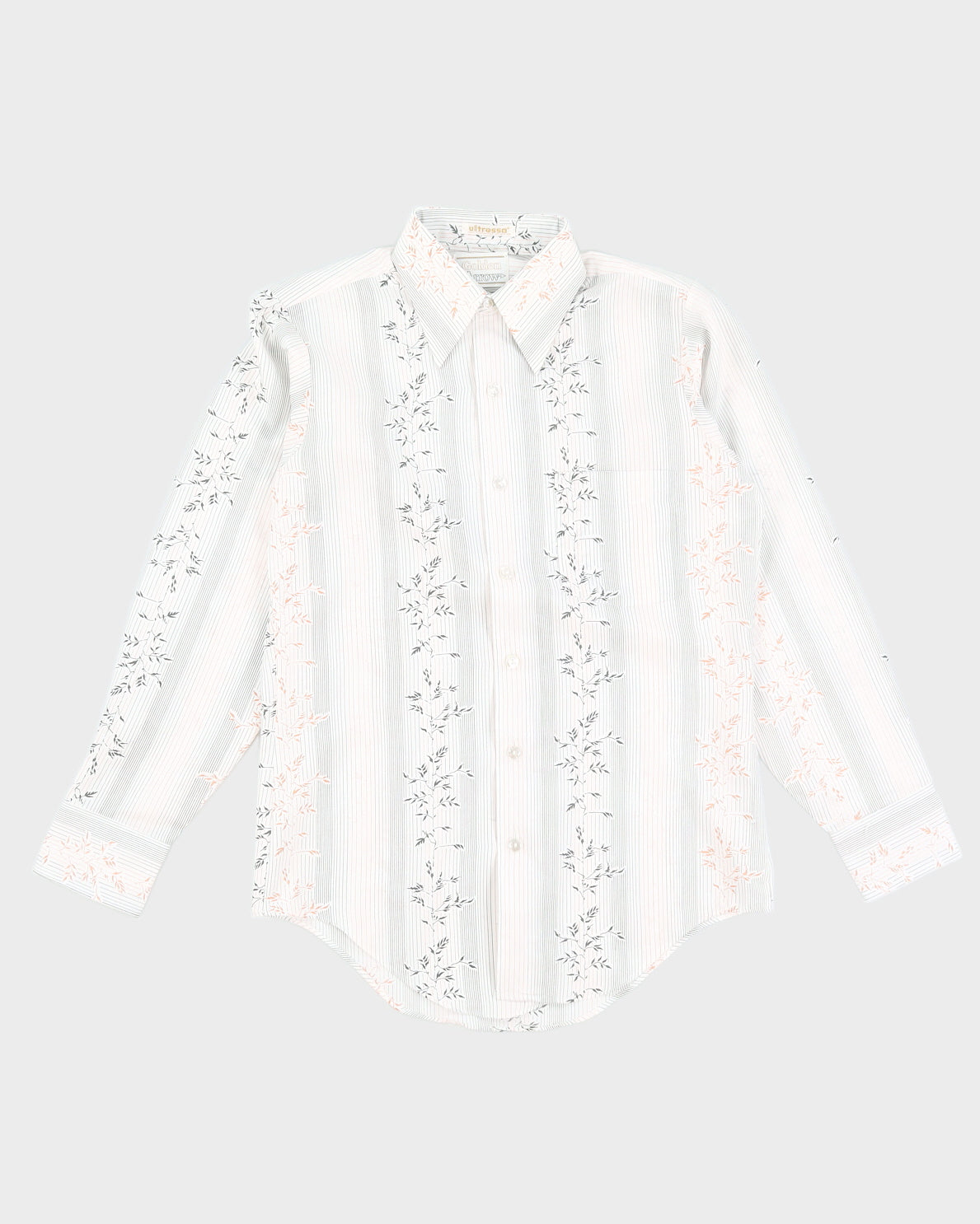 Thin Leaf Patterned Striped Shirt - M