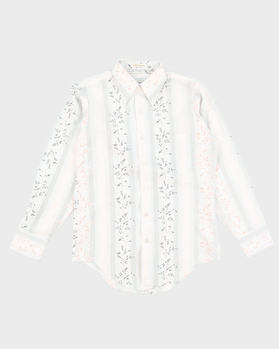 Thin Leaf Patterned Striped Shirt - M