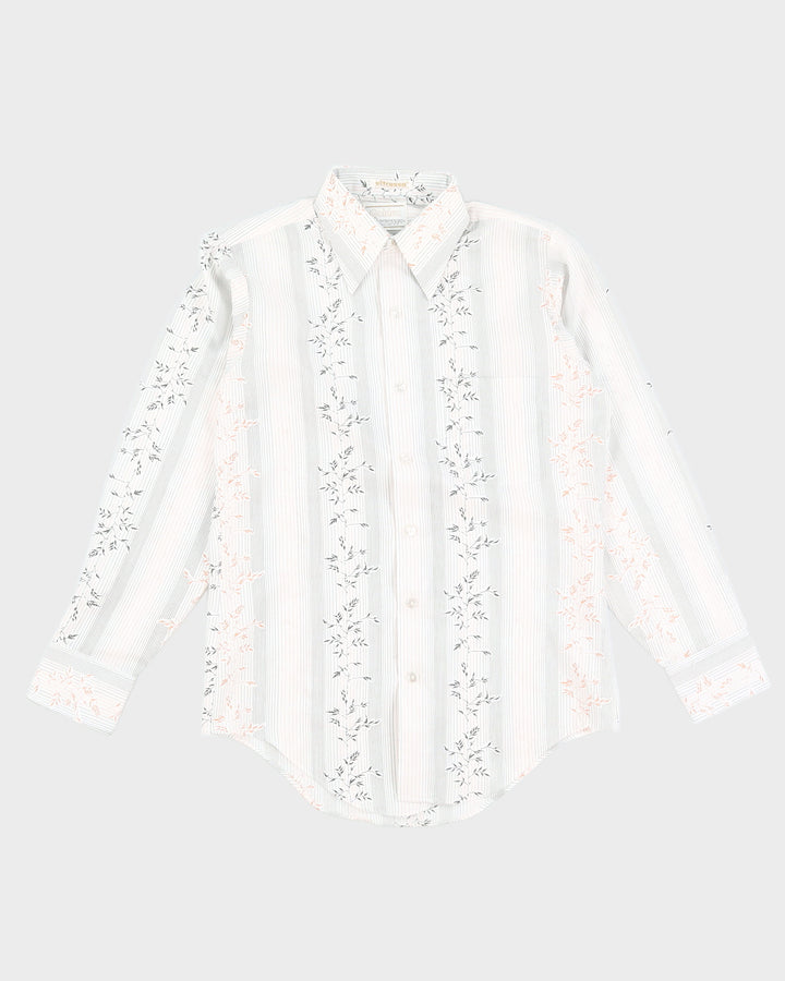 Thin Leaf Patterned Striped Shirt - M