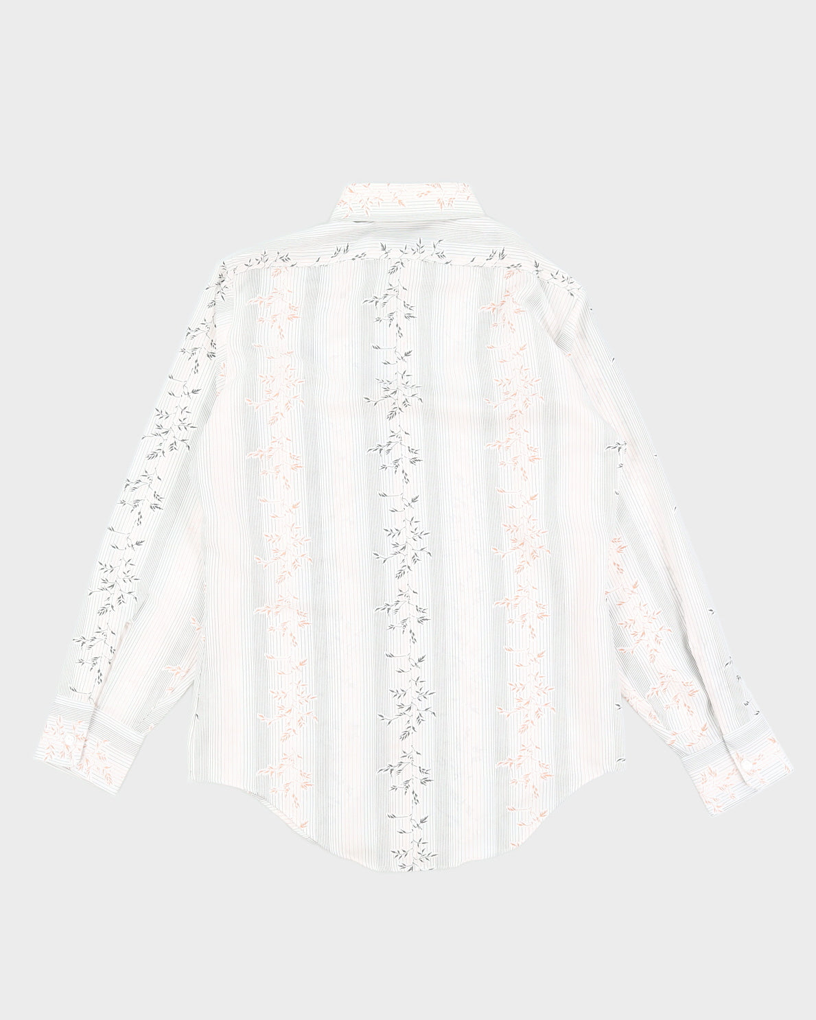 Thin Leaf Patterned Striped Shirt - M