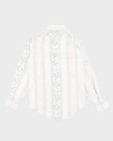 Thin Leaf Patterned Striped Shirt - M