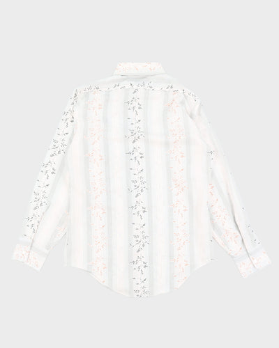 Thin Leaf Patterned Striped Shirt - M