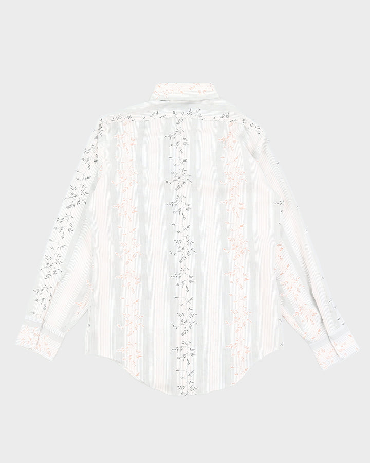 Thin Leaf Patterned Striped Shirt - M