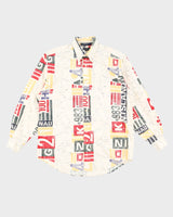 Cream Map Patterned Nautica Shirt - M