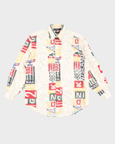 Cream Map Patterned Nautica Shirt - M