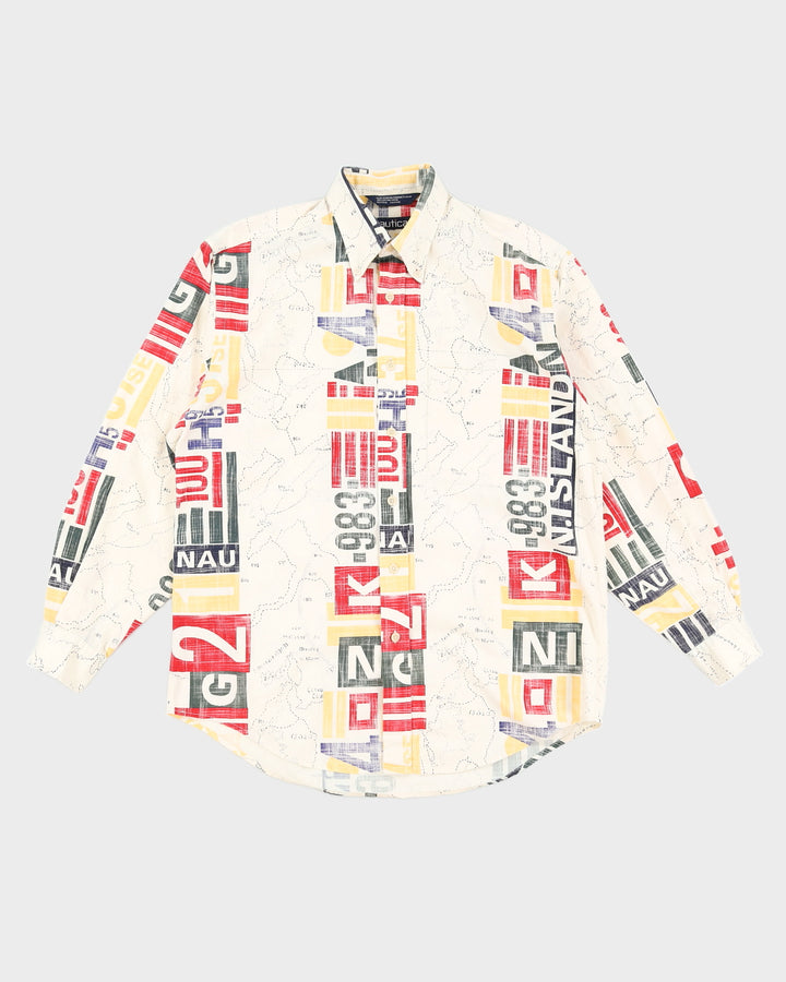 Cream Map Patterned Nautica Shirt - M
