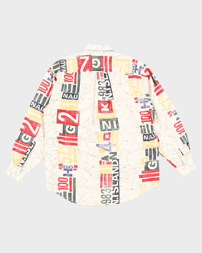 Cream Map Patterned Nautica Shirt - M