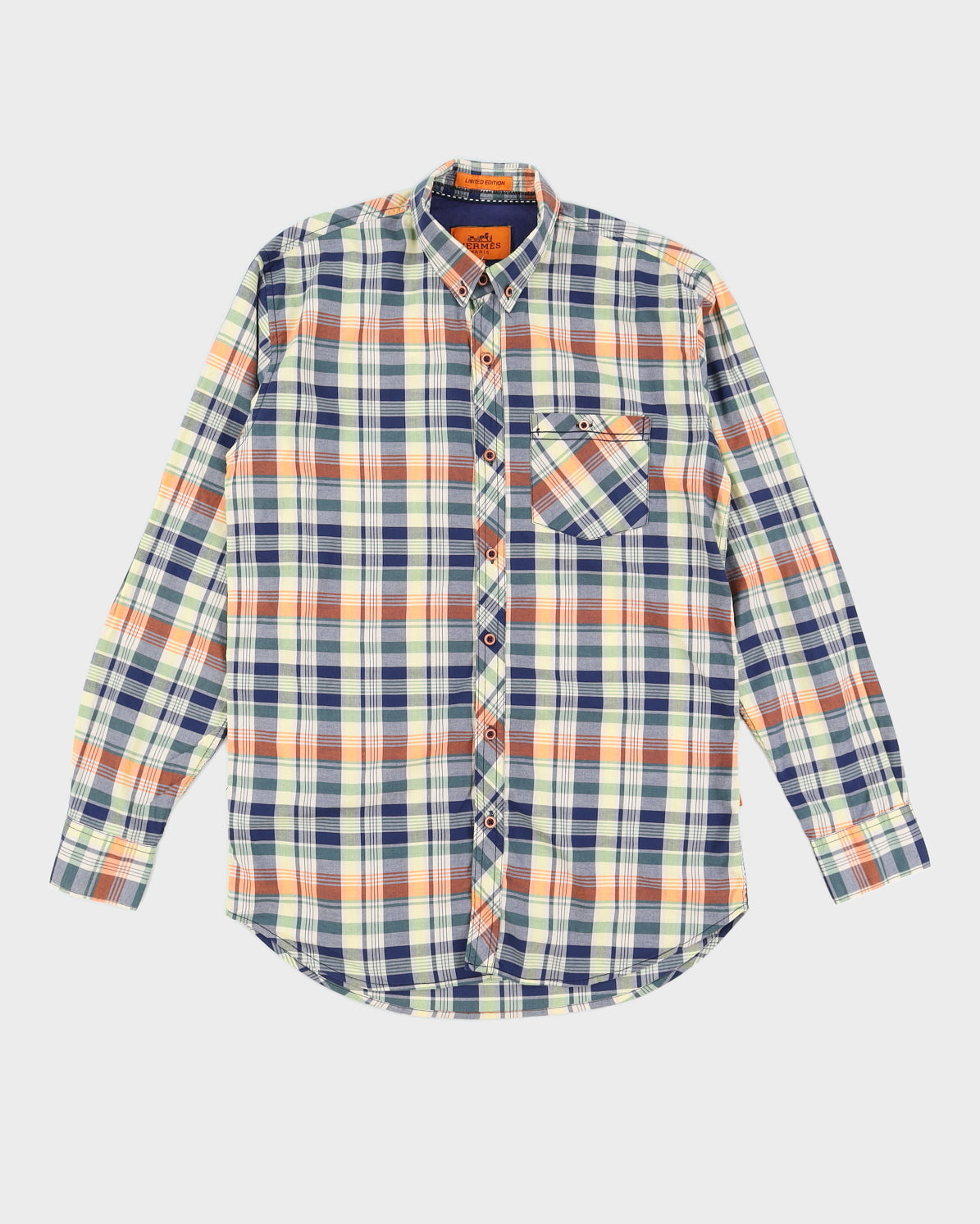 Hermes Men's Plaid Button-up Shirt - L