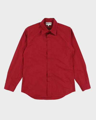 Paco Rabanne Burgundy Men's Button-up Shirt - M
