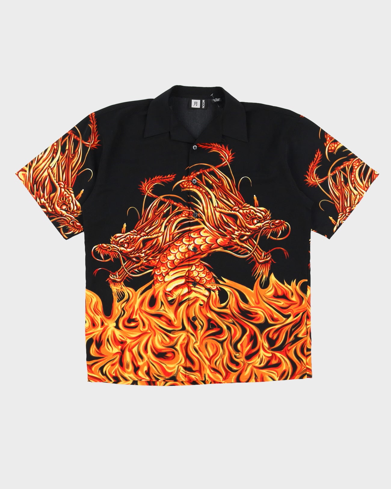 Dragon and Flame Print Shirt - M