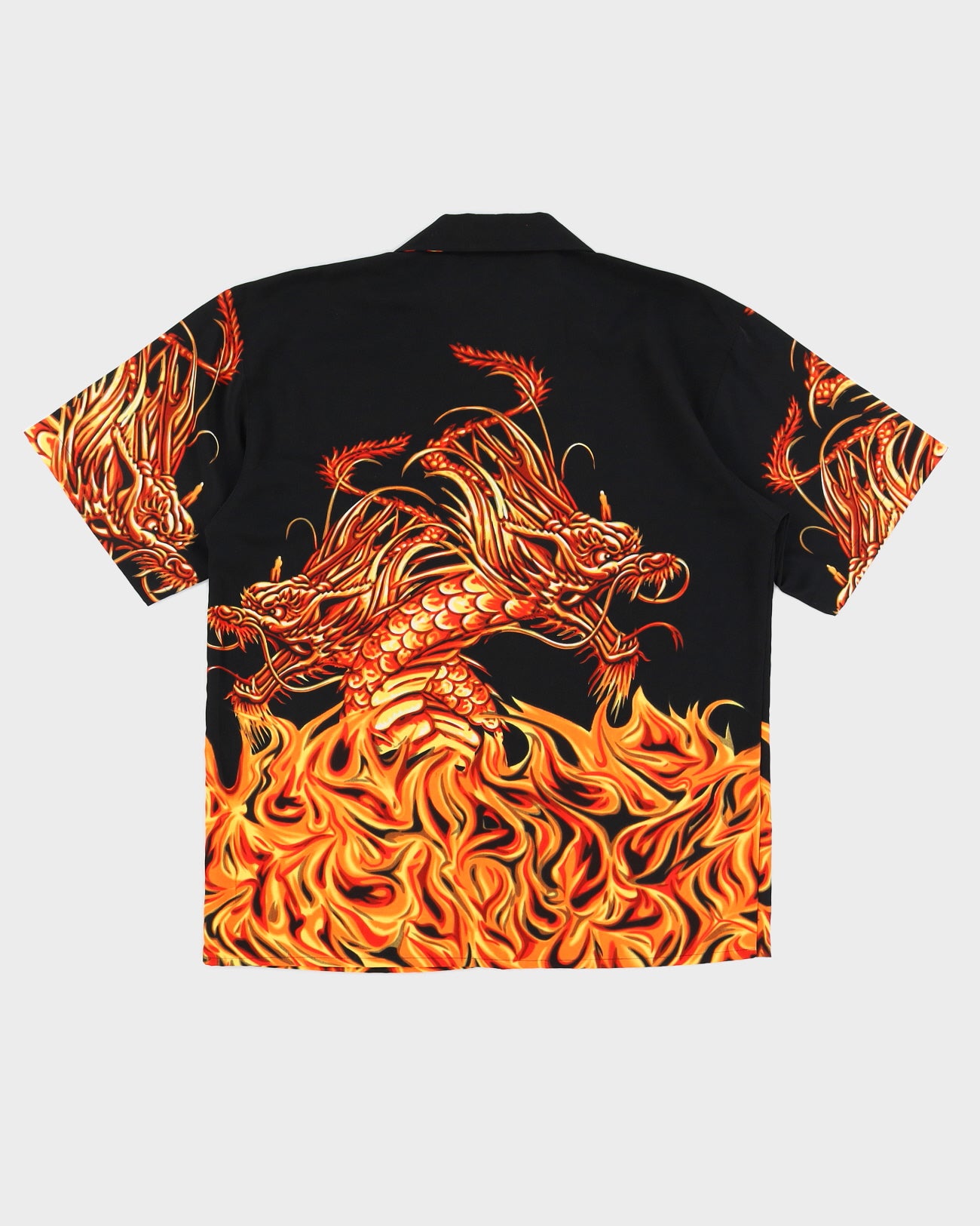 Dragon and Flame Print Shirt - M