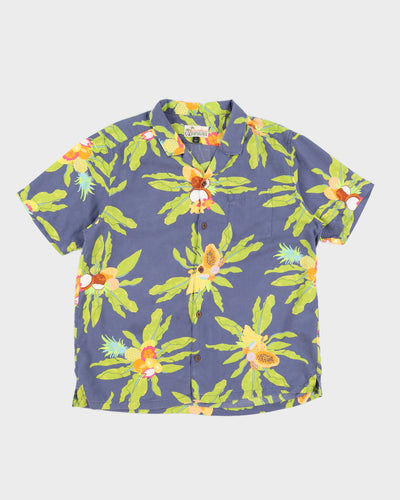 Blue Fruit Print Hawaiian Shirt - M