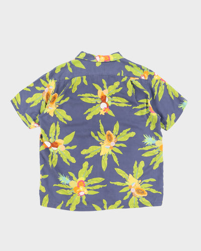 Blue Fruit Print Hawaiian Shirt - M