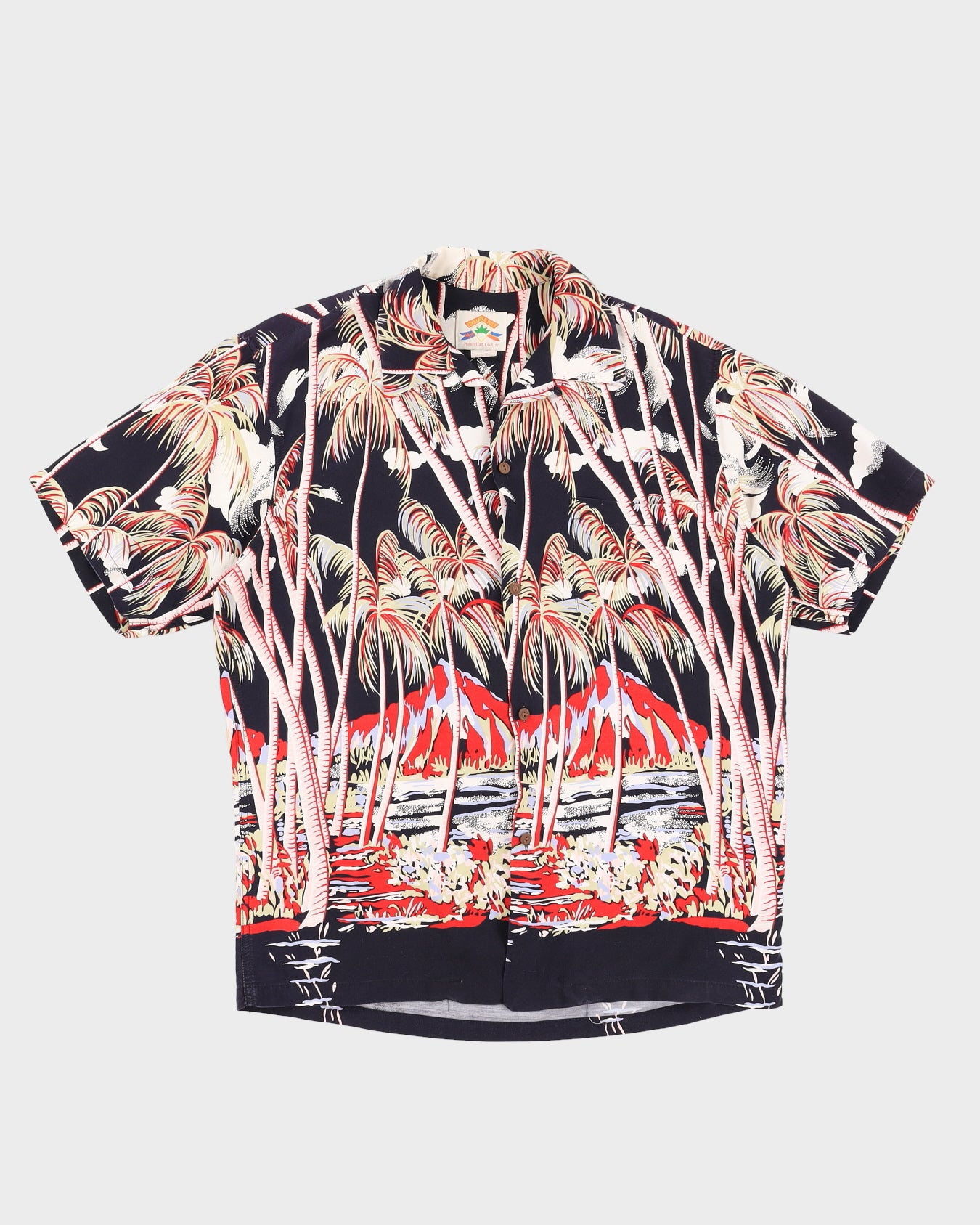 Palm Tree Print Hawaiian Shirt - L