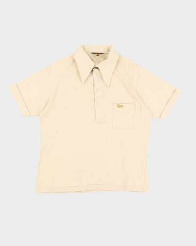 Vintage Dagger Collar Beige Polo Shirt - L