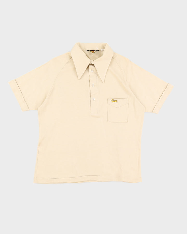 Vintage Dagger Collar Beige Polo Shirt - L