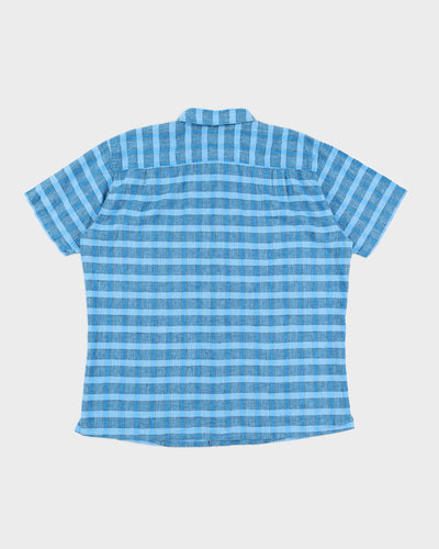 Patagonia Blue Checked Organic Cotton & Hemp Short Sleeved Shirt - XXL