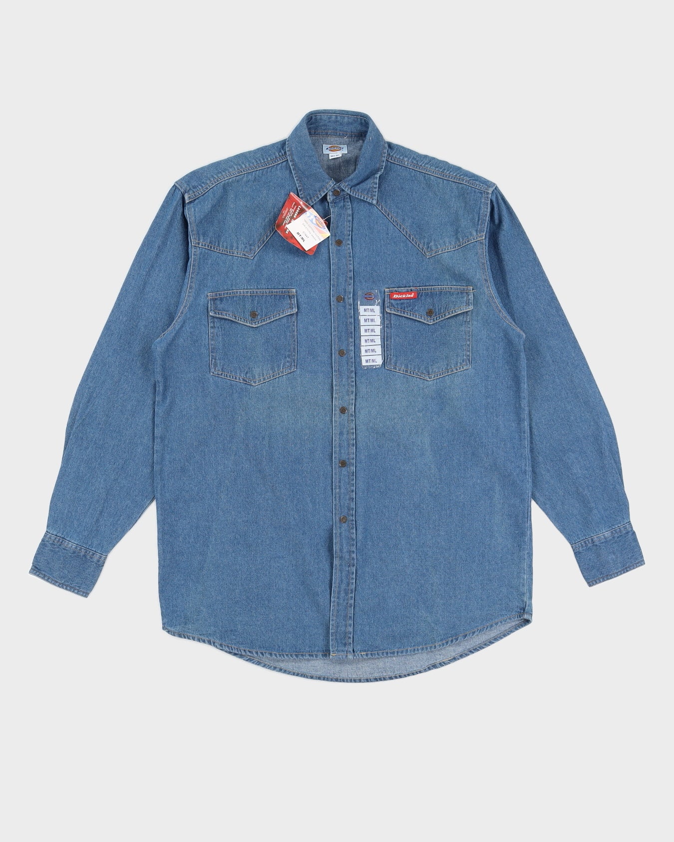 Dickies Blue Denim Long Sleeved Shirt Deadstock With Tags - M TALL