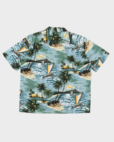 Blue Beach Print Hawaiian Shirt - XXXL