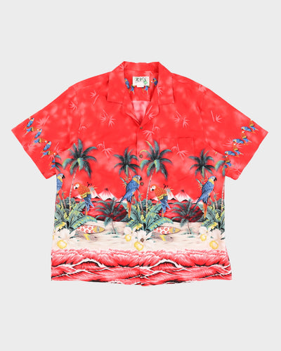 Red Parrot Print Hawaiian Shirt - XXL