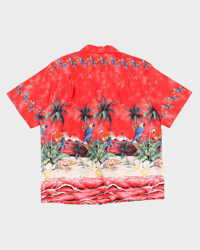 Red Parrot Print Hawaiian Shirt - XXL