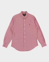 Ralph Lauren Checked Burgundy T- Shirt - L